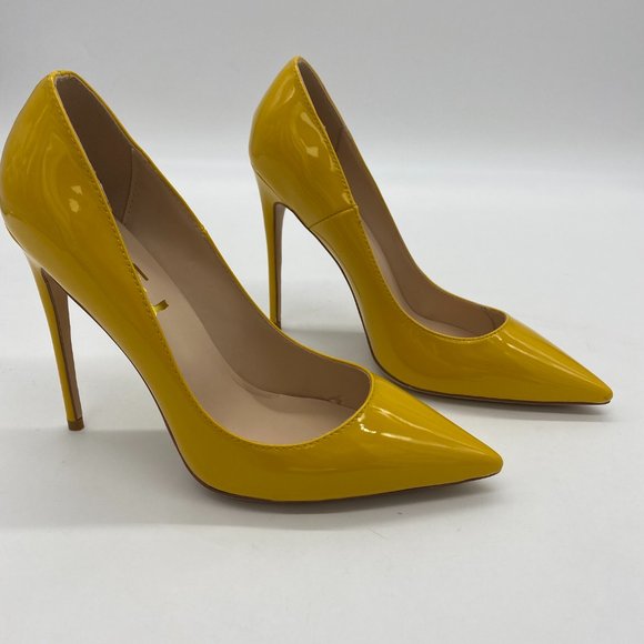 Yellow Patent Leather Stiletto Heels - Picture 3 of 8